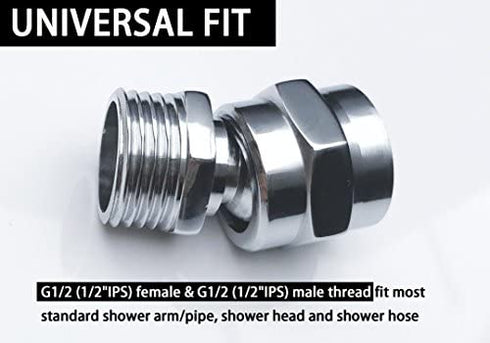 Shower head Swivel adapter,ball joint povit for overhead/handheld shower head,shower arm connection,polished Chrome