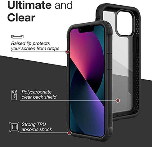 Raptic Shield Case Compatible with iPhone 13 Mini Series, Shockproof Protective, Clear Case, Durable Aluminum Frame, 10ft Drop Tested, Fits iPhone 13 Mini, Black