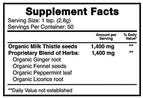DelighTeas Detox tea | Stomach Relief & Liver Cleansing | USDA Organic Loose Leaf Milk Thistle Tea with Fennel, Ginger, Peppermint and Licorice | 50 Servings, 5 oz.