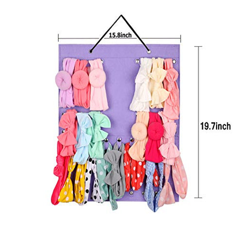 AROUY Headband Holder - Organizer Storage Newborn Baby Girl Headbands, Bows, Scrunchie and Hair Accessories for Display (Light Purple)