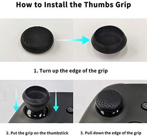 PlayVital Samurai Edition Black Anti-Slip Controller Grip Silicone Skin for Xbox One X/S Controller, Ergonomic Soft Rubber Protective Case Cover for Xbox One S/X Controller with Black Thumb Stick Caps