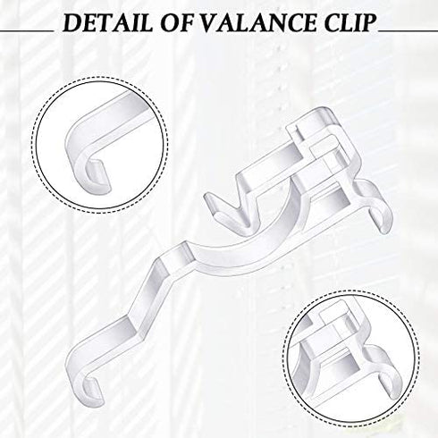 Jetec Valance Clips 2.5 Inch Arc-Shaped Window Valance Clips Clear Plastic Valance Retainer Clips Blind Valance Clips Hidden Valance Clips (20 Pieces)