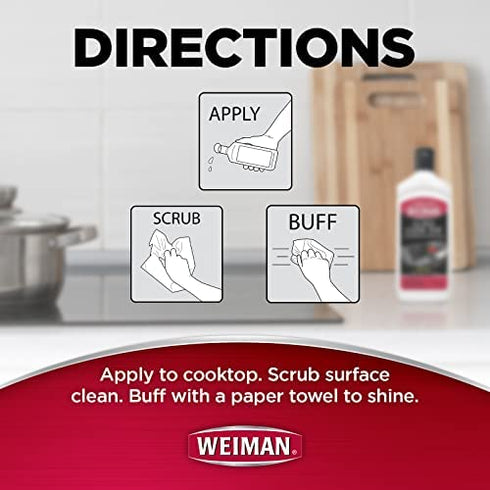 Weiman Glass Cooktop Heavy Duty Cleaner & Polish - Shines and Protects Glass/Ceramic Smooth Top Ranges with its Gentle Formula - 10 Oz., Clear
