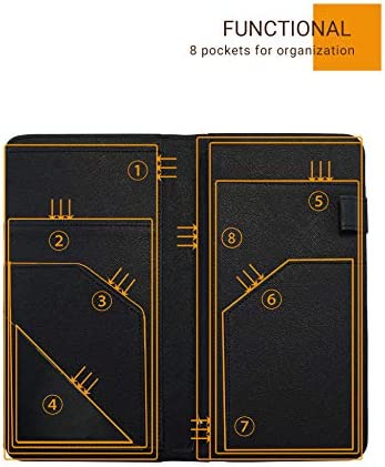 Server Book with Zipper and Magnetic Pocket Waitress Book Waiter Book Wallet Restaurant Waitstaff Organizer Fit Server Apron with Money Pocket 4.7" X 9" (Big Capacity with Magnetic Closure)