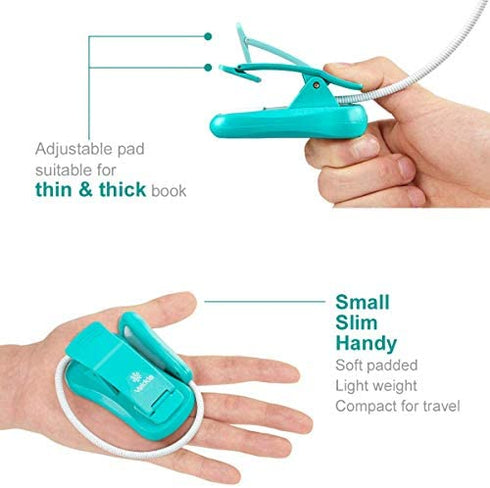 Vekkia Rechargeable Amber Reading Light, Book Light for Reading in Bed, 3 Levels, Up to 70 Hours Reading, Best Gift for Bookworms, Travel&Kids (Blue)