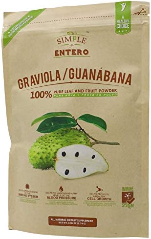 Simple y Entero Graviola / Guanabana, 100% Pure Leaf Powder, Helps You Boost Your Immune System, Vegan, 8 Oz, Bag