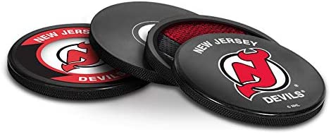 Team Logo Hockey Puck Coasters (4) Pack - Devils