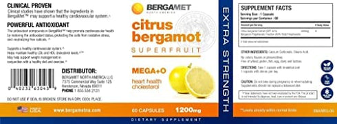 Citrus Bergamot - 1200mg, 80% Polyphenols - Citrus Bergamot Supplement for Healthy Cholesterol - Supports Heart & Cardiovascular Health - Cholesterol Supplements - Bergamot Capsules - USA - 120 Caps