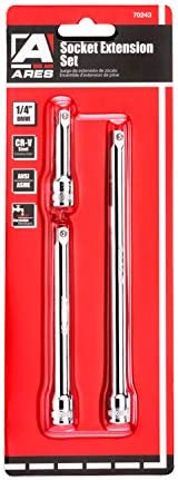ARES 70243 - 3-Piece 1/4-Inch Drive Socket Extension Set - Includes 2-Inch, 4-Inch and 6-Inch Extensions - Premium Chrome Vanadium Steel with Mirror Finish