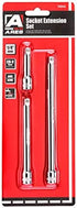 ARES 70243 - 3-Piece 1/4-Inch Drive Socket Extension Set - Includes 2-Inch, 4-Inch and 6-Inch Extensions - Premium Chrome Vanadium Steel with Mirror Finish