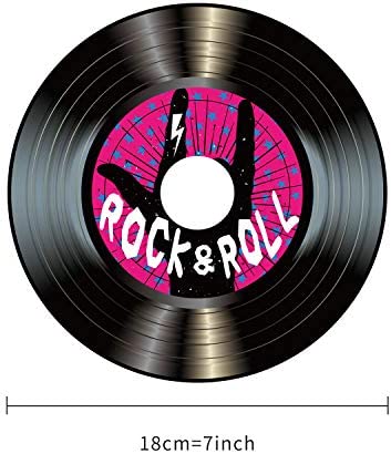 Boao 35 Pieces 7 Inch 1950's Rock and Roll Party Decorations Retro Aesthetic Records Signs for Wall Decor 50's Theme Party Decorations Music Party Supplies