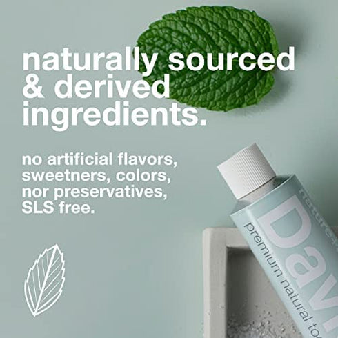 Davids Natural Whitening Toothpaste, Antiplaque, Fluoride Free, SLS Free, Peppermint, Metal Tube, Tube Roller Included, 5.25 OZ Value Size (Compare)