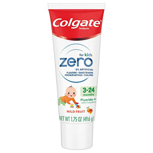 Colgate Zero Baby and Toddler Training Toothpaste, Fluoride Free & SLS Free, Natural Mild Fruit - 1.75 Ounce