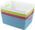 Rinboat Medium Colored Plastic Storage Baskets, 4 Packs
