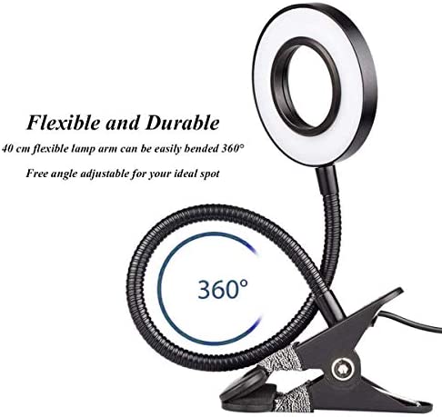 CLOOOUDS 7W Clip on Light, LED Clip On Lamp, USB Reading Book Light, Bed Lamp,Desk lamp, Warm Light and White Light