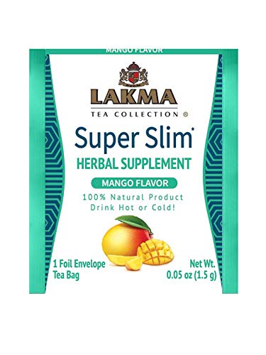 Lakma Super Slim Tea Mango Flavor - 25 Tea Bags - (100% Natural, Sugar Free, Gluten Free and Non-GMO) Diet, Weight Loss Tea