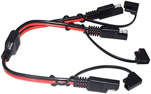 14AWG SAE DC Power Automotive Connector Cable Y Splitter 1 to 2 SAE Extension Cable, Fit for Suitable for Solar Battery Connection and Transfer 12inch/30cm - with Protective Cover