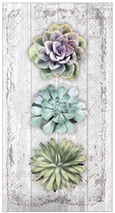 Boston International Disposable Hand Towels, Decorative Paper Guest Towels for Bathroom or Paper Napkins Dinner Napkins Succulents Cactus Decor Pak 32