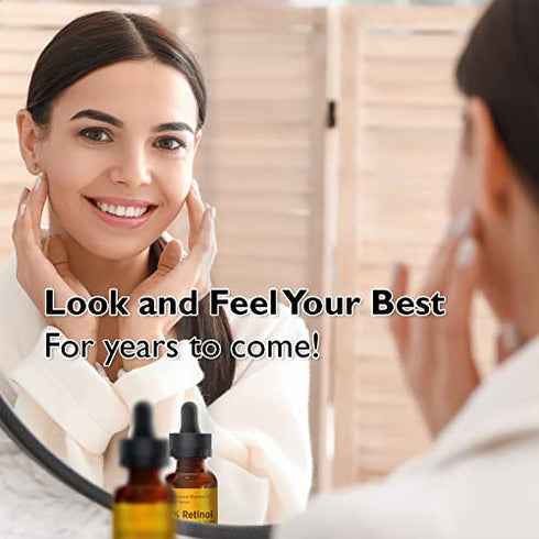 8% Retinol Complex Face Serum – Anti-Aging, Brightening Neck & Facial Serum Helps Firm, Smooth, & Nourish Skin with Lactic Acid, Vitamin A, & Retinyl Palmitate – Anti Wrinkle Serums by LaClaire, 15 ml