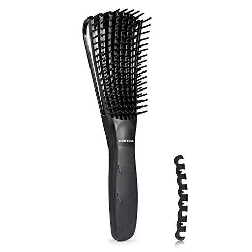 BESTOOL Detangling Brush for Black Natural Hair, Detangler Brush for Natural Black Hair Curly Hair Afro 3/4abc Texture, Faster n Easier Detangle Wet or Dry Hair with No Pain (Black)