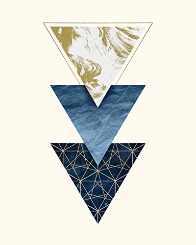 Modern Geometric Abstract Navy Blue Gold Wall Art Decor Prints, 4 (8x10) Unframed Photos, Artwork Gifts Under 20 for Home Bar Room Bathroom Office Design Studio Idea Lounge Student Teacher Friend