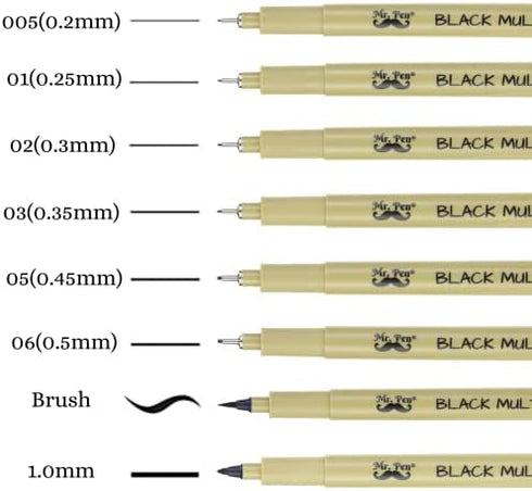 Mr. Pen- Drawing Pens, Black Multiliner, 8 Pack, Anime Pens, Sketch Pens, Micro Pen, Drawing Pens for Artists, Fineliner Pens, Art Pens, Inking Pens, Line Art Pens, Bible Journaling Pens, Fine Point