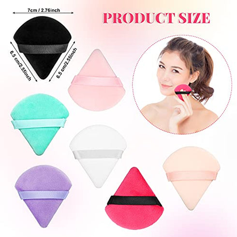15 Pieces Powder Puff Triangle Makeup Puff Pure Cotton Powder Velour Face Ultra Soft Washable Body Powder Puff for Loose Powder Body Cosmetic Foundation Sponge Makeup Tool (Black, White, Nude)