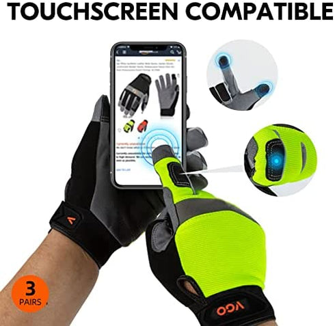 Vgo... 3-Pair Safety Work Gloves, Light Duty Mechanic Gloves (Size XL, 3Colors,SL7584)