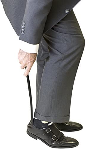 Panoware Set of 2, Extra Long Handle Shoe Horn and Travel Shoe Horn, Black