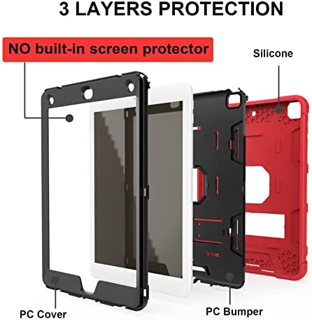 Rantice iPad 6th Generation Cases, iPad 5th Generation Case, iPad Air 2 Case, iPad 9.7 Case, Shockproof Rugged Drop Protection Cover Built with Kickstand for iPad 9.7'' A1893/A1954/A1822/A1823(Red)