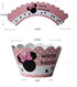 24 Serves Pink Mouse Mini Cupcake Toppers and Wrappers Birthday Cake Decorations for Pink Mouse Pink Mini Mouse Themed Party Baby Shower Supplies and favors