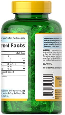 Puritans Pride Evening Primrose Oil 1300 mg with Gla Softgels, 120 Count
