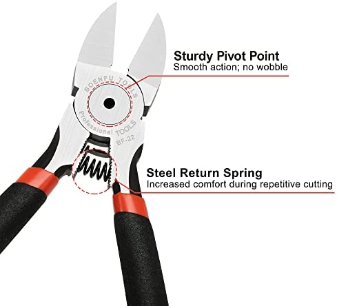 Wire Cutters for Crafts Heavy Duty - BOENFU Small Wire Cutters BF-22 Side Cutters Diagonal Cutting Pliers Wire Snips Cutters Multi Tool | 6 Inches, 1 Pack