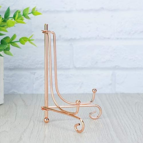 Artliving (2 Pack 4" Iron Display Stand,Rose Gold Small Iron Easel Plate Display Photo Holder Stand, Displays Card,Cookie, Decorative Plates,Artwork