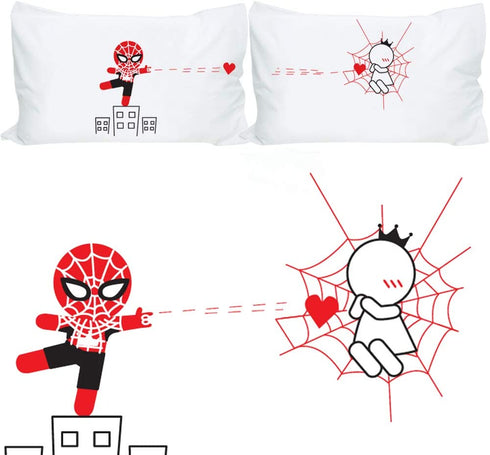 BOLDLOFT Captured by Your Love Couples Pillowcases-Funny Couples Gifts,Gifts for Spiderman Lovers,Men Gifts for Boyfriend Husband Christmas Anniversary Valentines Day,Superhero Gifts