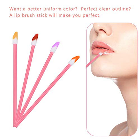 400PCS Disposable Lip Brushes Lip Gloss Applicators Make Up Brush Lipstick Lip Gloss Wands Makeup Applicators Brushes Applicator Tool Makeup Beauty Tool Kits Disposable Lip Brushes Tool Kits Pink