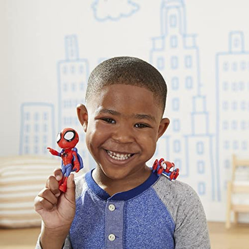 Spidey and His Amazing Friends Marvel Hero Reveal 2-Pack, 4-Inch Scale-Action Figures,-Mask Flip Feature, Spidey and Trace-E, 3 and Up