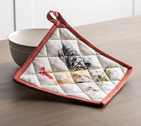 Maison d' Hermine Campagne 100% Cotton Pot Holder Set of 2 Heat Resistant Pot Holder with Loop for BBQ Cooking Baking Grilling Microwave Barbecue Spring/Summer (8"x8")
