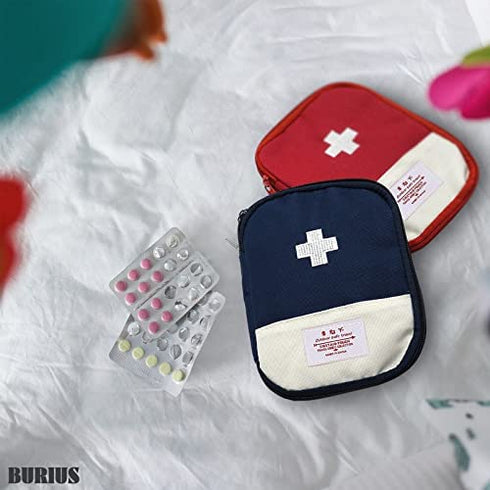 Empty First Aid Bag Emergency Kit - 2Pcs Travel Size Survival Kit Small Medicine Bag Office First Aid Kit Paramedic Bag Outdoor First Aid Kit for Car - Home First Aid Bags Empty Medicine Bag - BURIUS