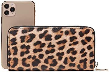 VISATER Leopard Print Wallets for Women Ladies Long Cheetah Animal Zipper Purse Card Case