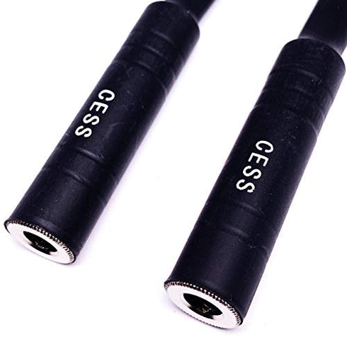 CESS-020 1/4 Inch TS to Dual Banana Plug Speaker Adaptor, 6 Inch - Mono 6.35mm Female Jack to Banana Cable - 2 Pack