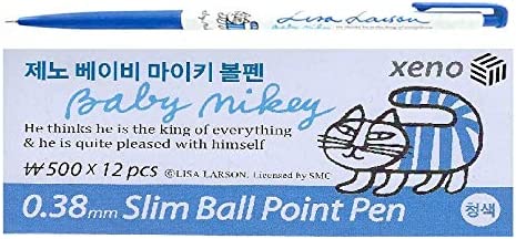 Xeno 0.38mm Slim Ballpoint Pen Shinzi Monpeluche to Baby Mikey Lisa 12 Pack (Blue 12 Pack)