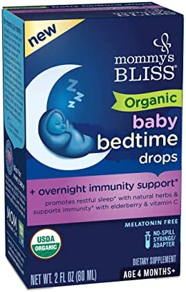 Mommy's Bliss Organic Baby Bedtime Drops + Overnight Immunity Support*, Promotes Restful Night, Melatonin Free, Age 4 Month+, 2 Fl Oz