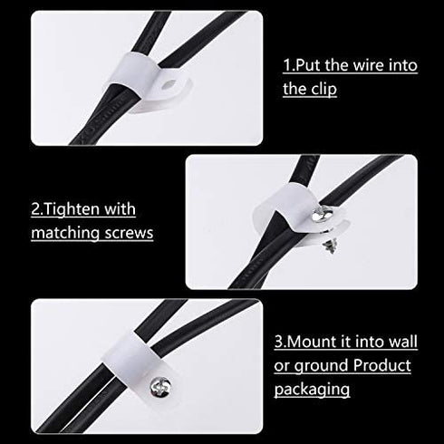 100-Pack Cable Clamps, COOLMI 3/8 Inch Rope Light P-Style Mounting Clips with Compatible Stainless Steel Pan Head Phillips Screws (100 PACK-3/8 Clips with Screws)