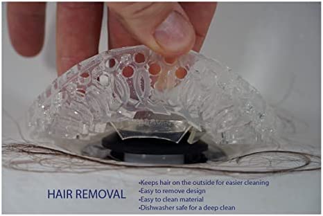 Hairbine Hair Drain Catcher - for Tub and Shower Pop-up Stopper drains, Pet Hair & Debris Trap/Stopper for Bathrooms - Drain Cover & Protector - Fight Clogs & Buildup - Patent Pending