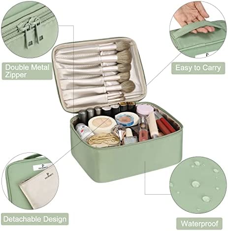 Pocmimut Makeup Bag Cosmetic Bag for Women Cosmetic Travel Makeup Bag Large Travel Toiletry Bag for Girls Make Up Bag Brush Bags Reusable Toiletry Bag(Green)