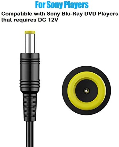 SoulBay 12V Power Cord for Sony Blu-Ray Disc DVD Players BDP-Series BDP-S1700 BDP-S3200 BDP-S3500 BDP-S3700 BDP-S6500 12 Volt Replacement for Sony AC-M1208UC AC Adapter