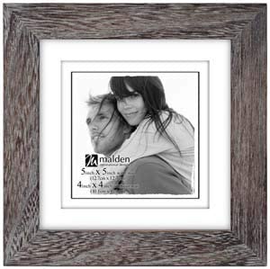 Malden International Designs Matted 4x4 Picture Frame, Rustic Gray Ridge