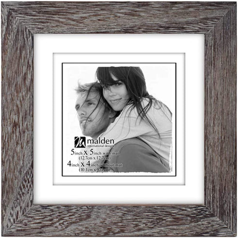 Malden International Designs Matted 4x4 Picture Frame, Rustic Gray Ridge