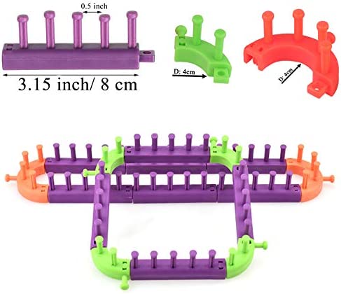 Coopay Flexible Loom Kits Adjustable Knitting Loom Set, Include Square Knitting Loom, Round Knitting Board, Loom Hook & Needle DIY Craft Tool - Creative Knitting Loom Kits Replaces Multiple Looms